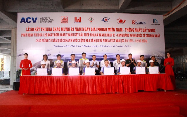 Phát động thi đua 120 ngày đêm hoàn thành hạng mục Kết cấu thép mái nhà ga T3 - Cảng HKQT Tân Sơn Nhất