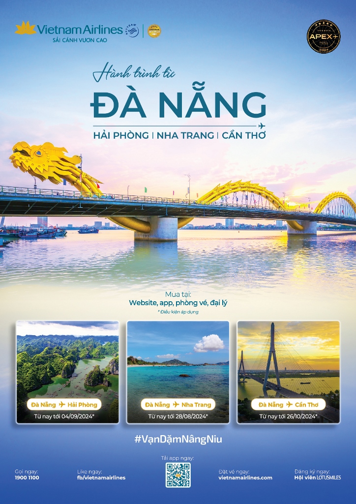 Vietnam Airlines mở đường bay kết nối Đà Nẵng với Cần Thơ, Nha Trang và Hải Phòng