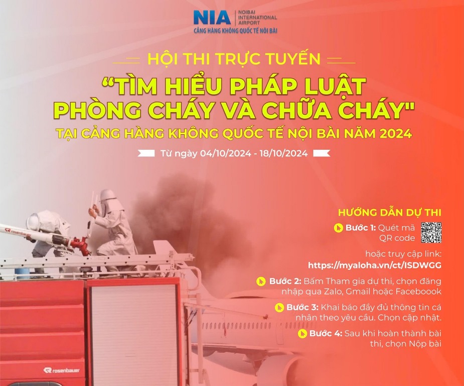 Cảng HKQT Nội Bài tổ chức hội thi trực tuyến về phòng cháy chữa cháy