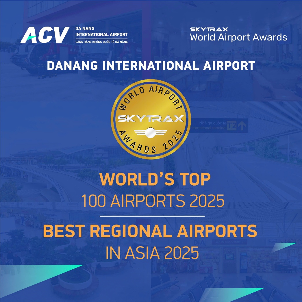 Cảng hàng không quốc tế Đà Nẵng (DIA) lọt vào Top 100 Sân bay tốt nhất thế giới năm 2025. 