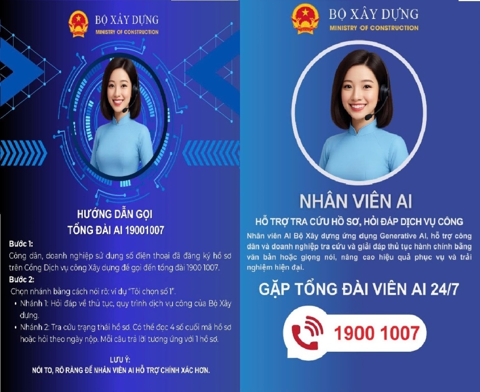 Tổng đài thông minh AI -19001007 hỗ trợ thủ tục hành chính của Bộ Xây dựng