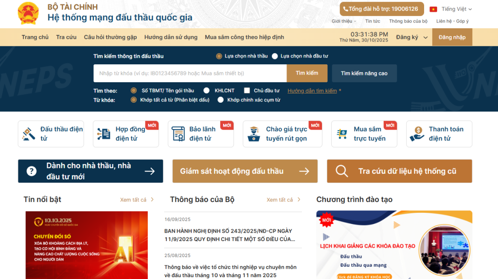 Đăng tải thông tin đấu thầu lựa chọn nhà đầu tư trên Hệ thống mạng đấu thầu quốc gia