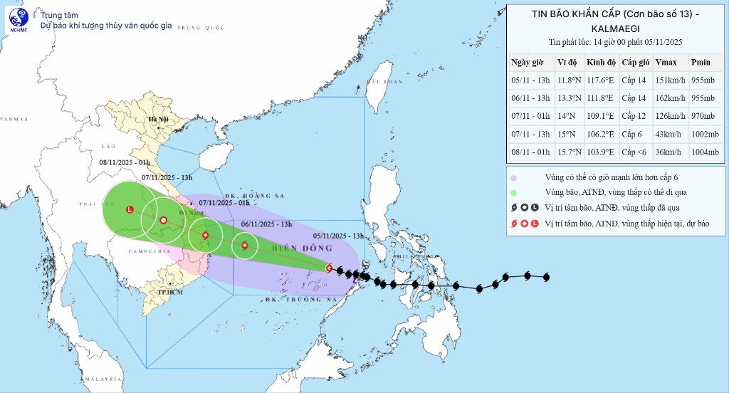 Chủ động phòng chống, ứng phó với cơn bão số 13 (bão Kalmaegi)
