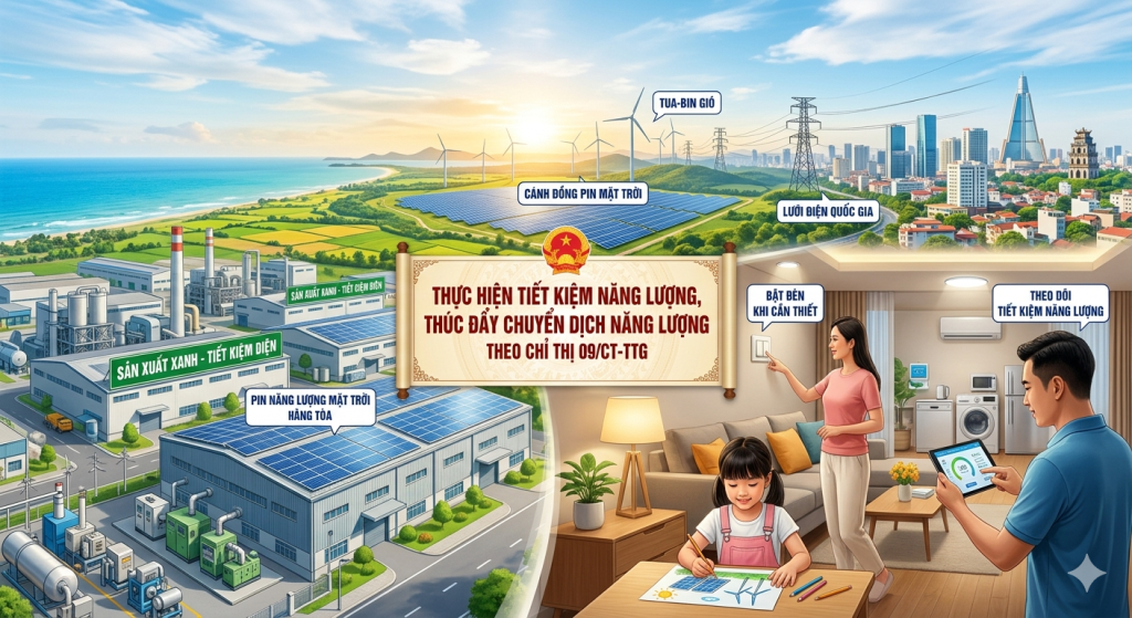 Thực hiện tiết kiệm năng lượng, thúc đẩy chuyển dịch năng lượng và phát triển phương tiện giao thông điện