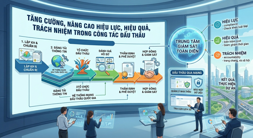 Tăng cường, nâng cao hiệu lực, hiệu quả, trách nhiệm trong công tác đấu thầu