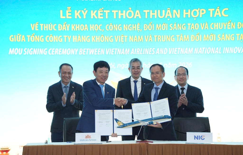 Vietnam Airlines ký kết hợp tác với Trung tâm Đổi mới sáng tạo Quốc gia: Thúc đẩy khoa học, công nghệ, đổi mới sáng tạo và chuyển đổi số 