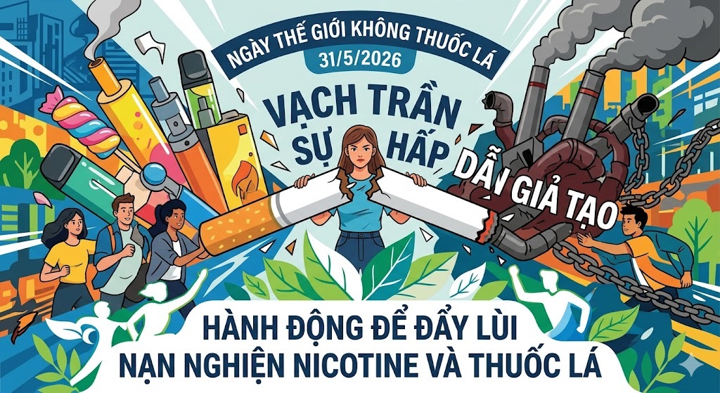  “Vạch trần sự hấp dẫn giả tạo – Hành động để đẩy lùi nạn nghiện nicotine và thuốc lá”- Chủ đề Ngày thế giới không thuốc lá (31/5/2026)