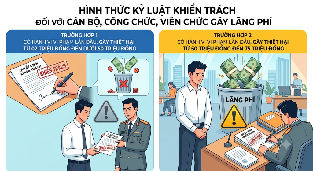 Áp dụng hình thức kỷ luật và bồi thường thiệt hại đối với hành vi gây lãng phí và hành vi vi phạm trong tổ chức thực hiện phòng, chống lãng phí