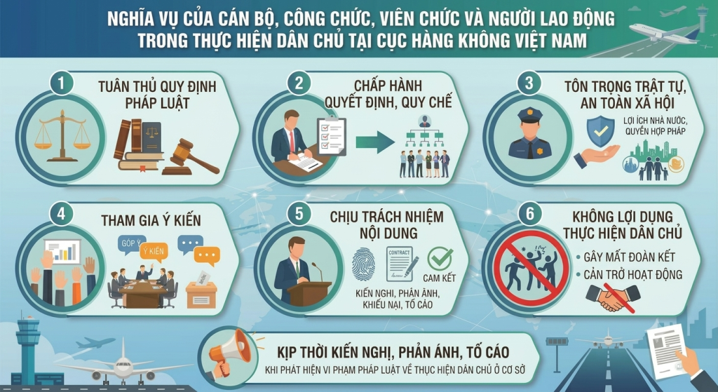 Nguyên tắc, quyền và nghĩa vụ của cán bộ, công chức, người lao động trong việc thực hiện dân chủ 